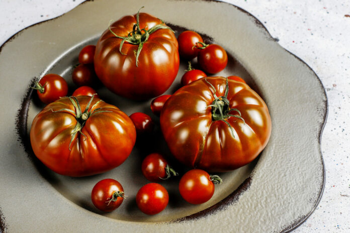 Fresh black brandywine organic tomatoes.