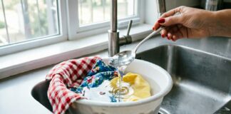 2 ложки в теплую воду — и липкий жир с полотенец сползает сам: без кипячения